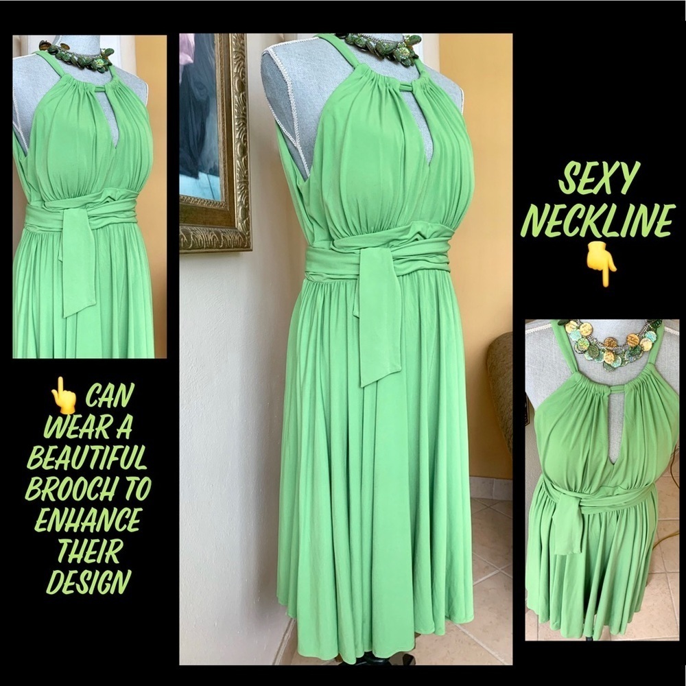Like New Spectacular Bright Green Cocktail Dress A Sexy Design Size 14